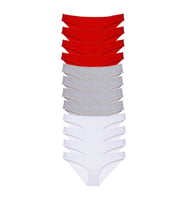 12 adet Süper Eko Set Likralı Kadın Slip Külot Kırmızı Gri Beyaz