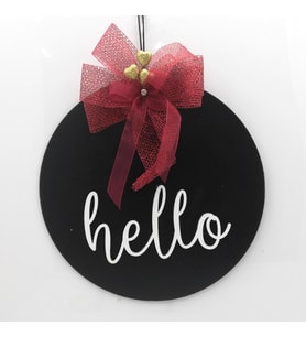 Lora Davet Ahşap Kapı süsü Hello (1 Adet) Siyah - 54221