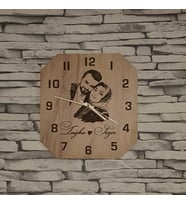 Kişiye Özel Dekoratif Ahşap LAzer Kazıma Duvar Saati 40 cm