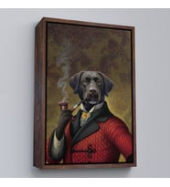 Çerçeveli Pipo İçin Köpek Duvar Tablosu (Beyaz)