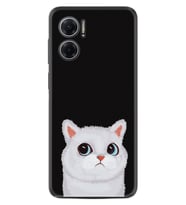 Xiaomi Redmi Note 11E Kılıf Resimli Desenli Silikon Platinium Series White Cat 1835