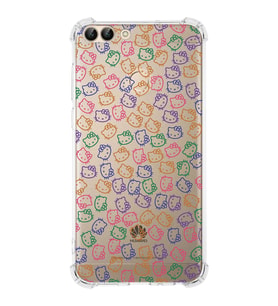 Huawei P Smart  Köşe Korumalı Antişok Kapak Hello Kitty Tasarımlı Şeffaf  Kılıf