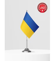 Ukrayna Tekli Masa Bayrağı Set - Saten Kumaş 1. Kalite