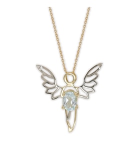 Güç Meleği Mavi Topaz Altın Kolye (Sandalfon)