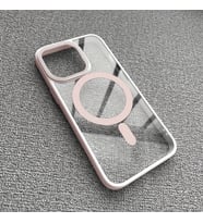 Iphone 15 Pro Uyumlu Kılıf Magsafe ve Şeffaf Lens Koruyuculu (Pembe)