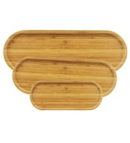Periboia 3'lü Bambu Oval Sunum Tabağı Seti (Çok Renkli)