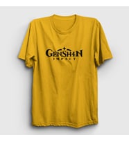 Presmono Unisex Sarı Logo Oyun Genshin Impact T-Shirt 360453tt (Sarı)