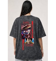 Tasarım Monkey D. Luffy One Piece Anime Baskılı Unisex Oversize Eskitme Yıkamalı Tişört