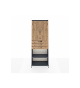 Arges Dolap 4 Raflı 3 Çekmeceli 2 Kapaklı 88x30x243 Antrasit-Çam