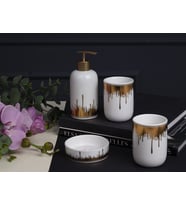 RUSH 4 PARÇA SERAMİK BANYO SETİ (Beyaz - Gold)