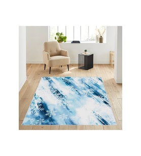 Rovigo Home Dijital Baskı Yıkanabilir Kaymaz Taban Salon Halısı RVG1876-SM191 (Mavi)