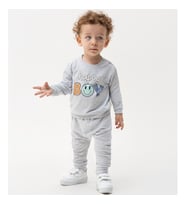 Erkek Bebek Gri Happy Boy Yazılı 2'li Takım