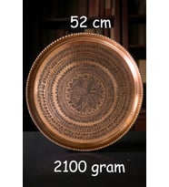 52 cm El İşlemeli Otantik Desenli Kalın Urfa Bakır Tepsi - BAKIR-TPS450