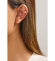 Papatya Figürlü Altın Kaplama Earcuff Kıkırdak Küpe