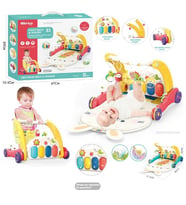 Piyanolu 2 in 1 Bebek Yürüteci ve Tavşan Desenli Kırmızı Oyun Halısı