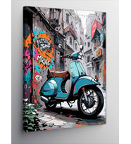 Kanvas Tablo Mavi Scooter Motor