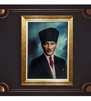 Özel Seri Paspartulu Çerçeveli Atatürk Tablo l375 (Gold)