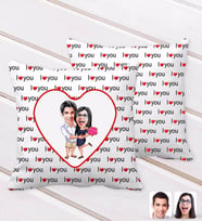 BK Gift Kişiye Özel Sevgililer Karikatürlü I Love You Kalp Desenli Dekoratif Kırlent Yastık-108 (Beyaz)