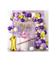Çıtıpıtıstore Prenses Mor Lila Gold 1 Yaş Balon Zinciri Seti