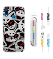 Huawei P20 Lite Mate 10 20 Lite Pro P40 Lite KılıfKablo Koruma Spiral Silikon Kızgın Kediler 1781