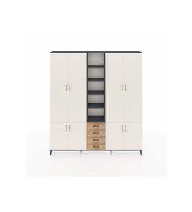 Arges Dolap 17 Raflı 4 Çekmeceli 8 Kapaklı 220x30x243 Antrasit-Aytaşı/Çam