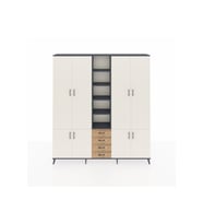 Arges Dolap 17 Raflı 4 Çekmeceli 8 Kapaklı 220x30x243 Antrasit-Aytaşı/Çam