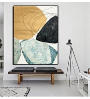 Tablolife Soyut Taşlar Yağlı Boya Dokulu Tablo 100X150,Çerçeve;Gümüş