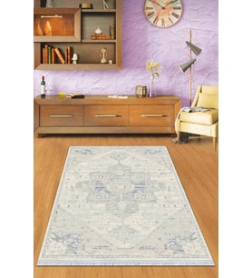 Eflatun Vintage Dokuma Pamuk Taban Kaymaz Kilim KLM368