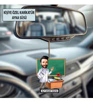 Kişiye Özel Karikatür Öğretmen Ayna Süsü – Araç İçi Öğretmene Hediye