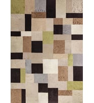 Çok Renkli Patchwork Deri Halı (Desenli)