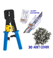 Yeni Nesil Rj45 Ağ Pensesi + 30 Adet Jack + 30 Adet Kılıf