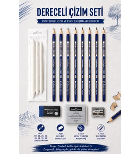 Dereceli Kalem Set Karakalem HB,2B,3B,4B,5B,6B,7B,8B Dereceli Kalem,Hamur silgi,Kalemtıraş,3 lü Pastel Dağıtma,Orta Boy Sınav Silgisi