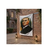Mustafa K. Atatürk Portresi poster Bayrak Raşel Kumaş 100x150 cm ATA12