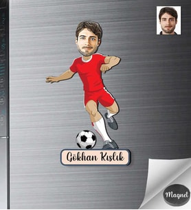 Kişiye Özel Futbolcu Erkek Ahşap Magnet -2