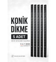 5 Adet - Konik Dikme 200 cm Siyah – Çift Sıra Delikli Modüler Mağaza Raf Profili Direği
