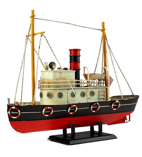 Dekoratif Retro Metal Balıkçı Teknesi Vintage 33cm No.2 (Karışık)