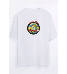 Home Boy Baskılı  Unisex Beyaz T-shirt
