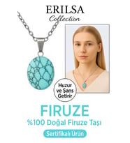 Sertifikalı AAA+ Oval Firuze Turkuaz Taşı Kolye - Gümüş Aparat Nazara Karşı Koruma ve Huzur Sağlar (Çok Renkli)