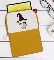 BK Gift Kurukafa Tasarımlı Taşınabilir Koruyucu Tablet Kılıfı & Organizer Çanta - Sarı-4