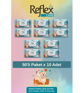 Reflex Care Evcil Hayvanlar için Çok Amaçlı Hijyenik Temizleme Mendili 50'li x 1