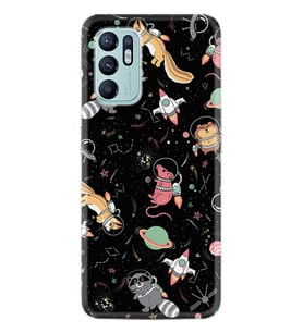 Oppo Reno 6 Kılıf Silikon Desen Özel Seri Planet Animals 1771