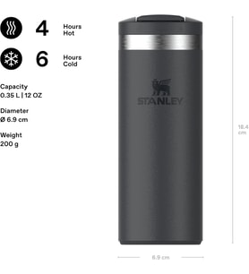 The Transit FlipTop Mug Termos 0.35 Litre - Siyah 2.0 Paslanmaz Çelik
