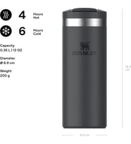The Transit FlipTop Mug Termos 0.35 Litre - Siyah 2.0 Paslanmaz Çelik