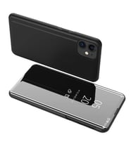 Apple iPhone 12 / iPhone 12 Pro Uyumlu Aynalı Kapaklı Lüx Kılıf (Siyah)
