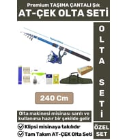 Profesyonel Kullanıma Hazır Taşıma Çantası Hediyeli Balıkçı Tam Takım AT-ÇEK SPIN OLTA SETİ 240 Cm