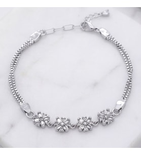 FerizZ 316L Çelik Zirkon Taşlı  Kadın Bileklik BLK-795 (Beyaz)