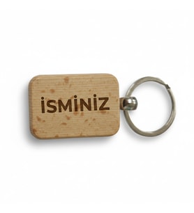 Kişiye Özel Mini Dikgörtgen Ahşap Anahtarlık – İsminiz Yazılı Lazer Gravür Anahtarlık – Özel Tasarım Kişisel Hediye