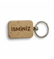 Kişiye Özel Mini Dikgörtgen Ahşap Anahtarlık – İsminiz Yazılı Lazer Gravür Anahtarlık – Özel Tasarım Kişisel Hediye
