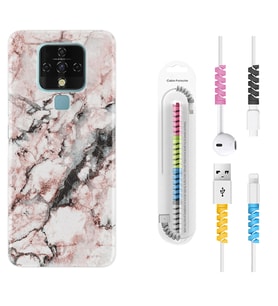 Tecno Camon 16 18P Pova 3 Pova Neo Kılıf Kablo Koruma Spiral Silikon Colorfull Marble 2 1389