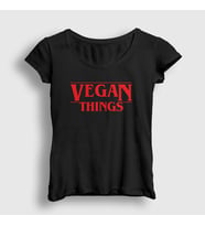 Presmono Kadın Siyah Vegan Things Vegetarian Vejetaryen T-Shirt 545662tt